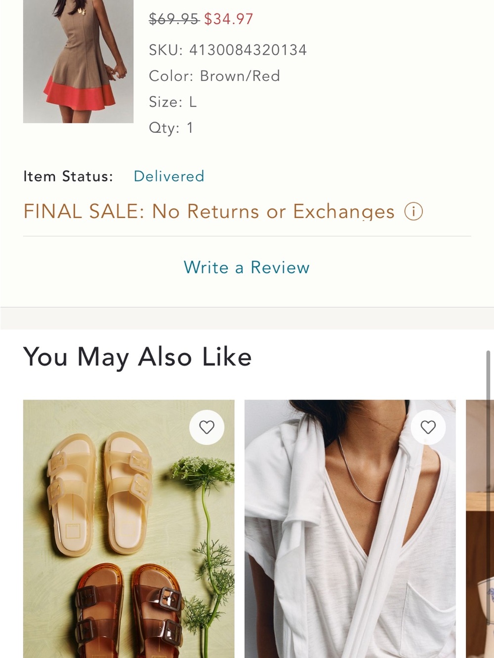 Anthropologie Brown Mini Dress with Red Hem